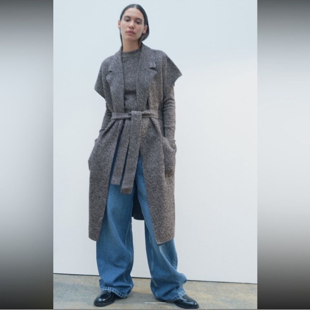 ZARA FLECKED 100% WOOL VEST Size M